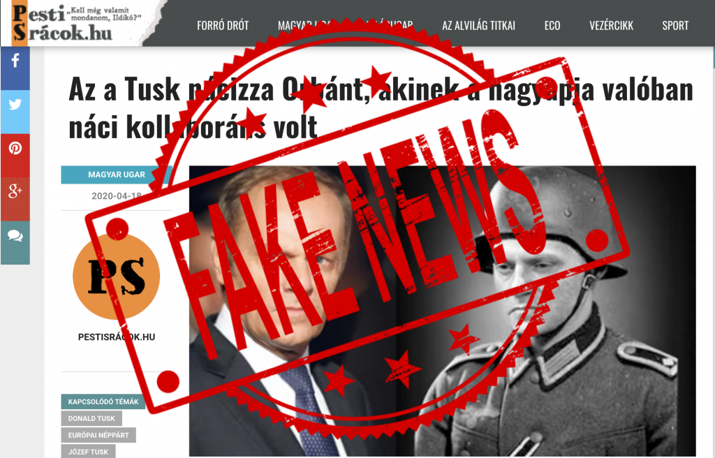 A vezető képen a Pesti Srácok fideszes kormányzati propagandafelület cikkét látják - kijavítva. Screenshot, paint.net